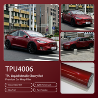 Film de protection automobile TPU rouge cerise métallisé liquide, installation à l'état humide, brillant, 1,52*15m, rouleau PPF de haute qualité pour voiture personnalisée