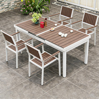 Juego de Mesa de Comedor Extensible para Exteriores, con Estructura de Aleación de Aluminio, Resistente al Agua y a la Oxidación, Sillas Apilables para Jardín o Patio