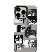 Coque de téléphone antichoc transparente motif collage d'yeux d'anime pour iPhone 17/16/15/14/13/12 Pro Max, esthétique manga