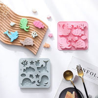 Moules à gâteau en silicone antiadhésifs à motif d'animaux marins, de qualité alimentaire, réutilisables, mignons, en silicone magnétique, pour chocolat, bonbons et glaces DIY
