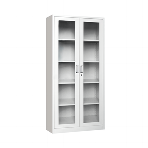 Armario de almacenamiento de libros de acero con cerradura, cuatro estantes de puerta de vidrio deslizante - Product Image 5