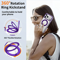 Étui de protection magnétique transparent antichoc personnalisé violet premium pour iPhone 17 18 Pro Max avec support rotatif