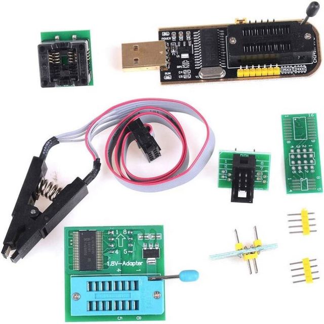 EEPROM Flash BIOS USB Programmer programmer+SOIC8 Clip+1.8V SPI Flash Memory SOP8 DIP8 Adapter Burner Kit