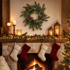 Guirlande de Noël rustique en PVC avec feuillage et fruits rouges, personnalisable avec logo, pour décoration intérieure et extérieure, idéale pour les fêtes de Noël. - Product Image 2