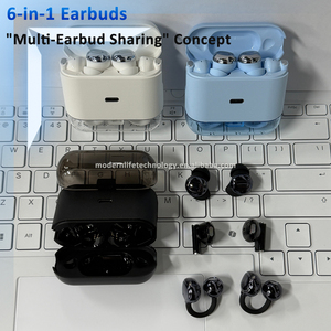 NE-Y239 Auricolari 6-in-1 / Concetto di "condivisione multi-auricolare" 3 Stili: In-Ear/Semi-In-Ear/Auricolari a clip, Cuffie Wireless Nere Bianche Blu - Product Image 4