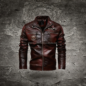 Chaqueta de Mezclilla y Cuero para Hombre, Diseño Único, Superventas, Precio Económico, Corte Entallado, Cuello Alto, Tinte Liso, Chaqueta de Invierno - Product Image 2