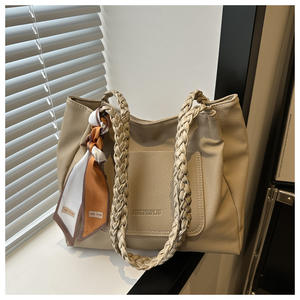 Bolsa de Mano de Color Sólido Retro de Moda para Mujer, Bolsa de Hombro Informal de Gran Capacidad con Cierre - Product Image 4