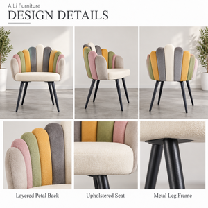 <span class=keywords><strong>Fauteuil</strong></span> d'appoint en <span class=keywords><strong>velours</strong></span> multicolore avec dossier en forme de pétale, rembourré, avec pieds en métal noir pour la maison, l'hôtel, la vente en gros - Product Image 4