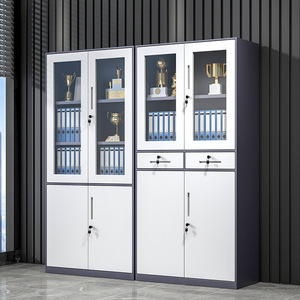 خزانة ملفات فولاذية قابلة للفصل مع باب زجاجي، خزانة ملابس ضيقة الحواف، خزانة تخزين وحفظ البيانات - Product Image 1