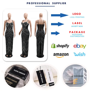Y901322 abito lungo di lusso abiti da sera Sexy maglia senza maniche dietro con spacco di strass abiti da festa delle donne <span class=keywords><strong>vestito</strong></span> da festa per le donne - Product Image 3