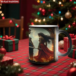 Taza de Café para la Hora del Té Matutino, Negra Esmerilada, 11 oz, Cerámica, Cambia de Color con el Calor, Taza Mágica - Product Image 2