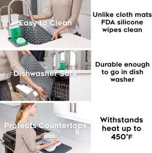 Benutzer definierte Küche Waschen Abtropffläche Trocken gestell Matten Waschbecken Protector Pad Silikon Geschirr trocknungs matte - Product Image 4
