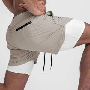 Custom Logo <b>Mens</b> High Quality 2 in 1 Running Double Layer Back <b>Towel</b> Loop Sports <b>Shorts</b> - Product Image 4