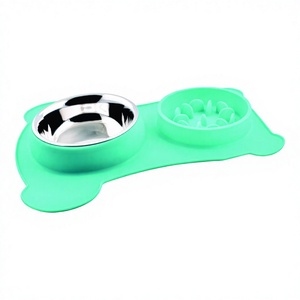 Wholesale Price Eco-Friendly Silicone Slow <b>Feeder</b> Antiskid Pet Food Bowls Stainless Steel Pet Bowls & <b>Feeders</b> for Dogs & <b>Cats</b> - Product Image 1