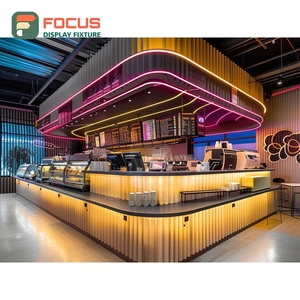 Stylish Cafe Service <b>Counter</b> Laminate Wood Finish Coffee Bag Display Area Storefront Service <b>Counter</b> - Product Image 1