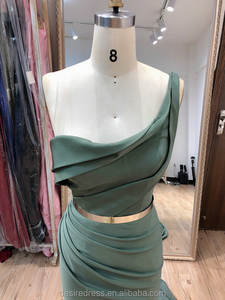 Vestido de dama de honor de un hombro de alta calidad de satén de longitud completa con espalda baja, vestidos verdes, vestido elegante de sirena para mujer, vestido de Graduación - Product Image 5