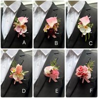 Nouvel Arrivage Professionnel : Corsage de Mariée et Fleur de Poignet de Marié en Soie Style Coréen, Lys Calla, pour Cérémonie de Mariage et Photographie, Rose