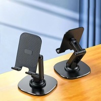 360 °   Support de téléphone de bureau rotatif et pliable, support mobile réglable en hauteur et en angle pour smartphone