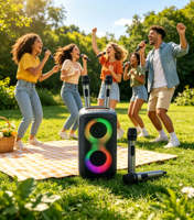 Altavoces Amplificados Karaoke, Altavoces Grandes para Exteriores, Fiesta de DJ, Altavoz Karaoke Dual de 4 Pulgadas con Micrófono y Bluetooth