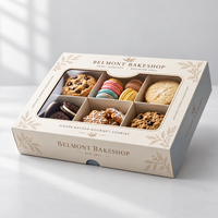 Boîte d'emballage alimentaire en papier pliable de luxe personnalisée pour gâteaux, desserts, biscuits, beignets, pâtisseries, macarons et cookies - Vente en gros