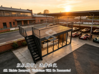 Café préfabriqué en conteneur avec terrasse sur le toit, kiosque modulaire portable, boutique commerciale de 20 pieds, personnalisable avec certification CE