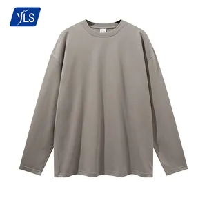 YLS Fashion 260 gsm Heavy Cotton Support campione T-Shirt personalizzata stampa T-Shirt manica lunga per uomo 2021