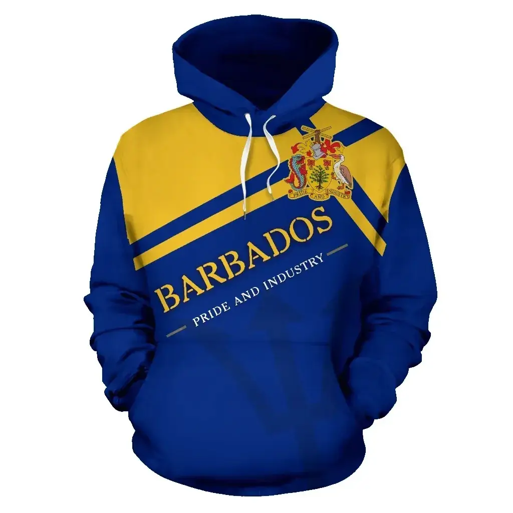 Benutzer definierte Hoodie Druck Pullover Polyester Print On Demand Crop Hoodie Frauen Kleidung Barbados Flag Style Jungen Hoodies Sweatshirt