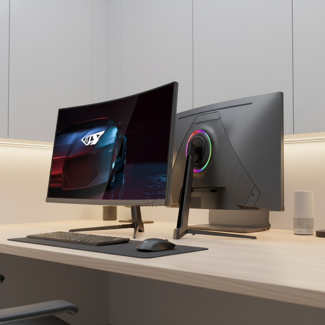 2026 New Factory 27 Inch Curved Screen Lcd Monitor Gaming Computer Monitors 1K 2K 165Hz Desktop Gaming Monitor