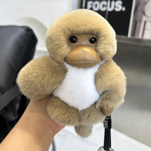 Lindo llavero colgante de peluche de conejo Rex con diseño de anime, muñeco de mono de dibujos animados, suave, con estampado 3D en relieve, para cumpleaños o coche. - Product Image 5