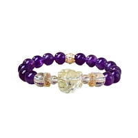 Nouveau Bracelet Tendance Style Vintage en Améthyste et Citrine, Renard à Neuf Queues, en Fer, Cadeau Idéal pour Femme de Xiaohongshu