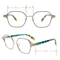 Monturas de Gafas de Diseño Más Recientes, Monturas Ópticas Retro de Metal Mixto con Remaches y Acetato de Tortuga, Monturas de Gafas Premium Unisex
