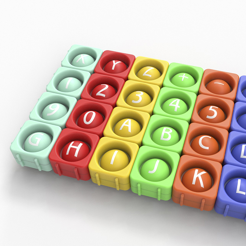 Hot sale bubble finger sensory toy English alphabet rotation splicing piled building blocks DIY educational toys