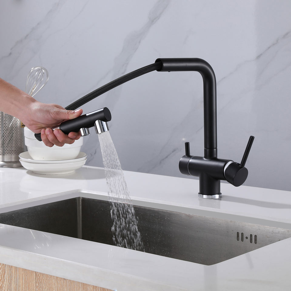 Slide Design With Numbers black color 3 way pull-out two outlet hot and color low lead brass ...