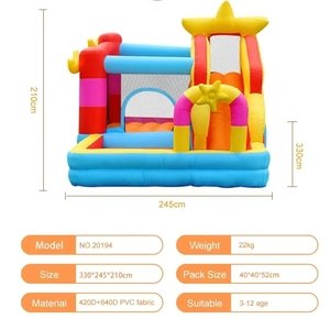 Castillo Inflable Hikeon <span class=keywords><strong>con</strong></span> Tobogán, Ideal para 5-8 Personas, 340x255x215 cm, Material de PVC 420D+840D, para Exteriores - Product Image 2