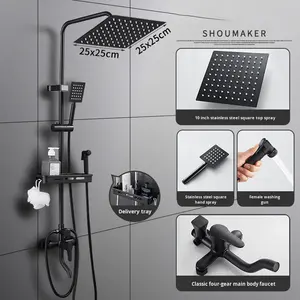 Ensemble de douche moderne en acier inoxydable <span class=keywords><strong>pour</strong></span> salle de bain, <span class=keywords><strong>barre</strong></span> coulissante, pomme de douche à effet pluie haute pression, <span class=keywords><strong>rideau</strong></span>, vente en gros transfrontalière - Product Image 5