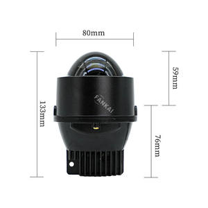 Phare antibrouillard LED FANKAI en aluminium pour voiture, lentille de projecteur bi-xénon, anneau noir de 3 pouces, conversion faisceau haut/bas, 50 000 heures de durée de vie - Product Image 2