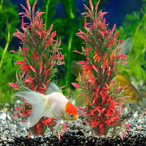 Eco-vriendelijke grote aquariumplanten kunstmatige zeewier 2 stuks 13 inch visbak decoratie plastic plant betta garnalen rood levend - Product Image 4