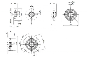 Ventilador Axial de Refrigeración ebmpapst S2D250-BA02-02 400VAC 160W 0.22/0.26A 250mm 1086CFM con Rodamiento de Bolas IP44 y Cables - Product Image 3