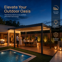 Pergola bioclimatique moderne de luxe en aluminium pour l'extérieur, gazebo, pavillon, ombrage motorisé, taille personnalisable