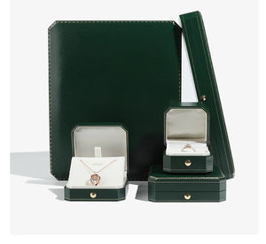 Caja de Joyería de Piel Sintética y Terciopelo con Logotipo Personalizado, Juego de Cajas para Anillos, Aretes, Pulseras y Collares, Caja de Empaque para Joyería de Boda - Product Image 5