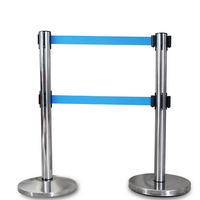 Barrière de Séparation de File d'Attente en Métal Inoxydable Argenté pour Aéroport, Support de File d'Attente, Contrôleur de Foule, Poteau de Barrière Rétractable