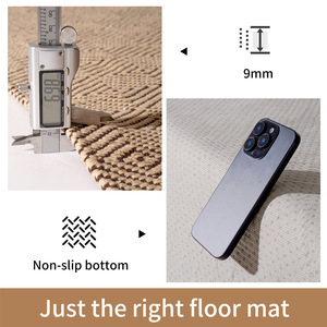Tapis de sol rectangulaire marron à motif géométrique en mélange polyester-coton lavable pour la décoration intérieure du salon - Product Image 3