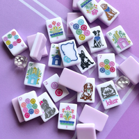 Jeu de Mahjong Américain en Acrylique Thème Animaux (Chiots et Chatons de Dessin Animé) 160 166 Tuiles, Collection Maison, Jeu de Société, En Promotion