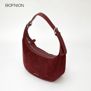 <span class=keywords><strong>Borsa</strong></span> a Mano di Lusso da <span class=keywords><strong>Donna</strong></span> in Vera Pelle Scamosciata <span class=keywords><strong>Bordeaux</strong></span> <span class=keywords><strong>Borsa</strong></span> a Tracolla Opaca Resistente con Chiusura a Cerniera Stile Monospalla - Product Image 2