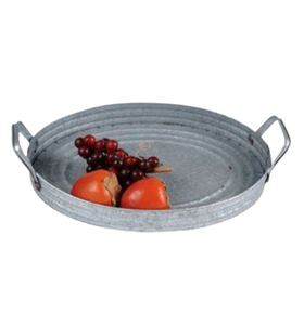 Bandeja de servicio decorativa de metal galvanizado rústico hecha a mano para cocina o hogar-Suministros para restaurantes y hoteles de la India - Product Image 1