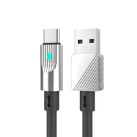 Kabel USB Pengisian Cepat 120W, Paduan Seng Silikon USB-A ke Type-C/Micro/8-Pin dengan Indikator LED dan Pelindung Kepang