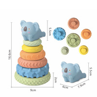 Juego de Juguetes de Paja de Trigo y PVC para Bebés, Torre Apilable, Pelotas Sensoriales, Marionetas de Dedo, Juego de Agua, Juguete Educativo Montessori