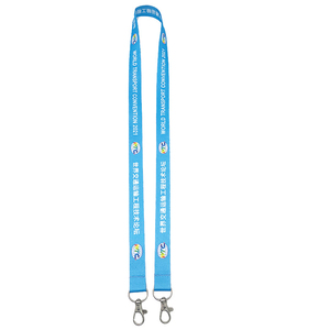 Custom Logo Double Hook Safety Lanyard Metal Clips Polyester Rope ID Badge Neck Cord Conference Badge Holder Neck Strap