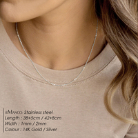 Collier ras du cou EMANCO en acier inoxydable lisse, chaîne maille gourmette, couleur or 2MM, pour femme, cadeau, bijoux d'amitié