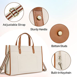 BSCI OEM ODM Factory Tote <strong>Bag</strong> Canvas Laptop <strong>Bag</strong> 15.6 Inch Work Shoulder <strong>Bags</strong> Casual Briefcase Handbag for Travel Office School - Product Image 2